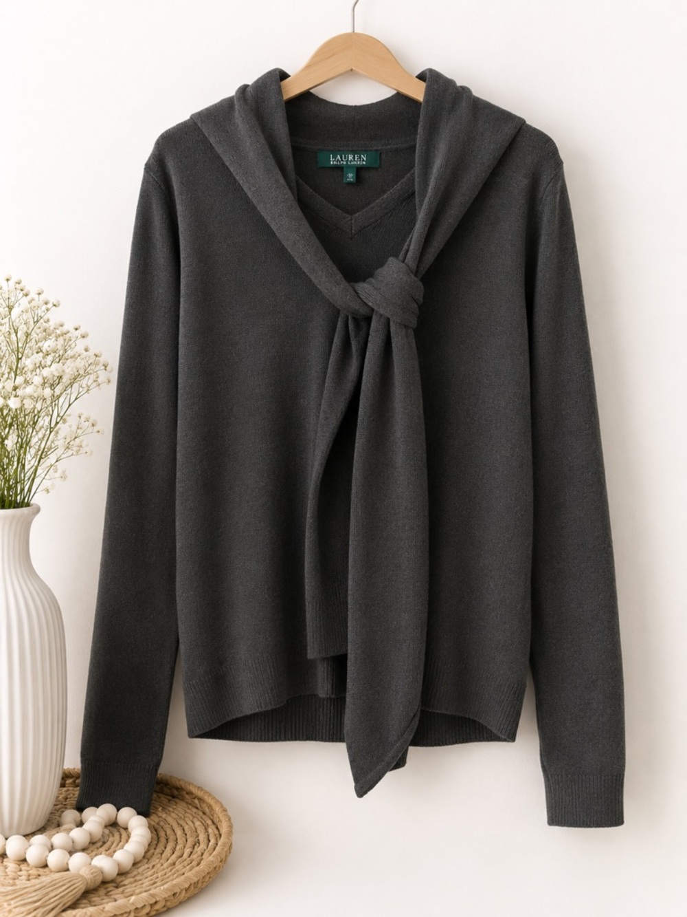 Lauren Ralph Lauren Silk Cashmere Blend Scarf Neck Sweater Size Small